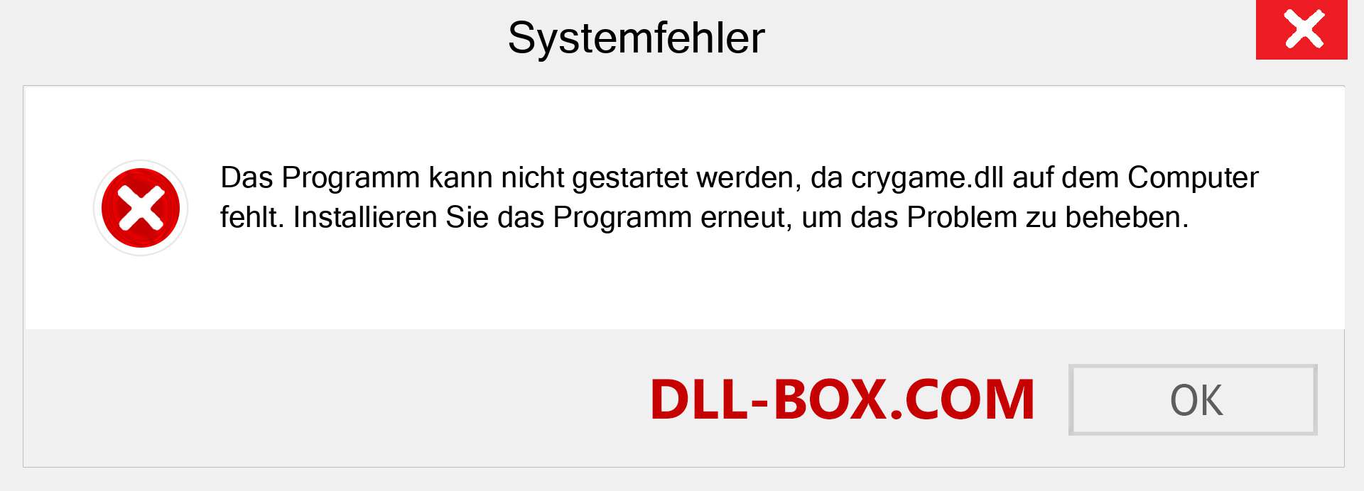 crygame.dll-Datei fehlt?. Download für Windows 7, 8, 10 - Fix crygame dll Missing Error unter Windows, Fotos, Bildern