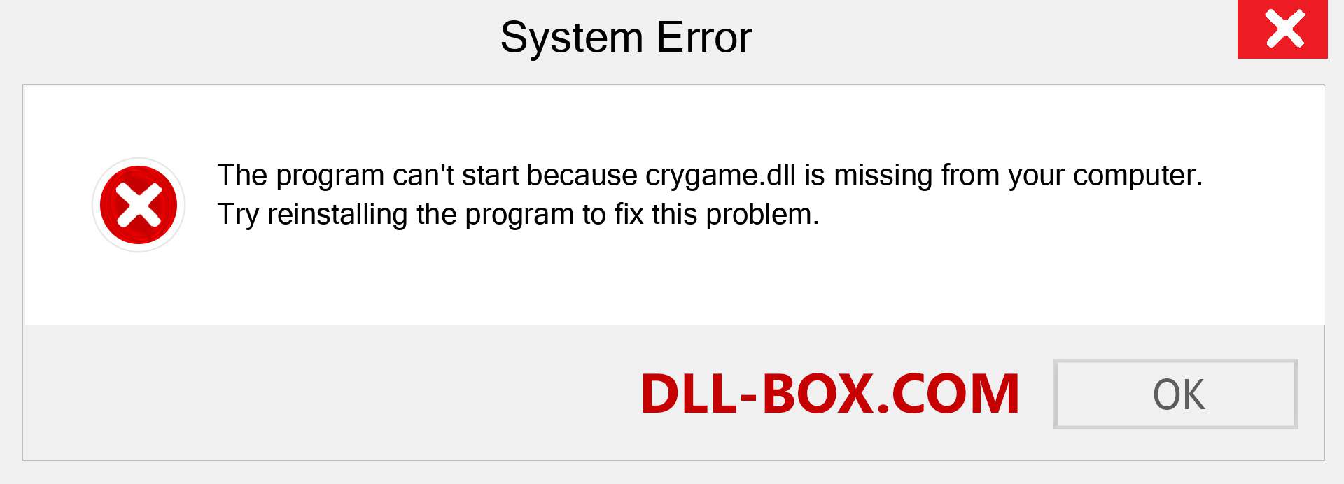  crygame.dll file is missing?. Download for Windows 7, 8, 10 - Fix  crygame dll Missing Error on Windows, photos, images