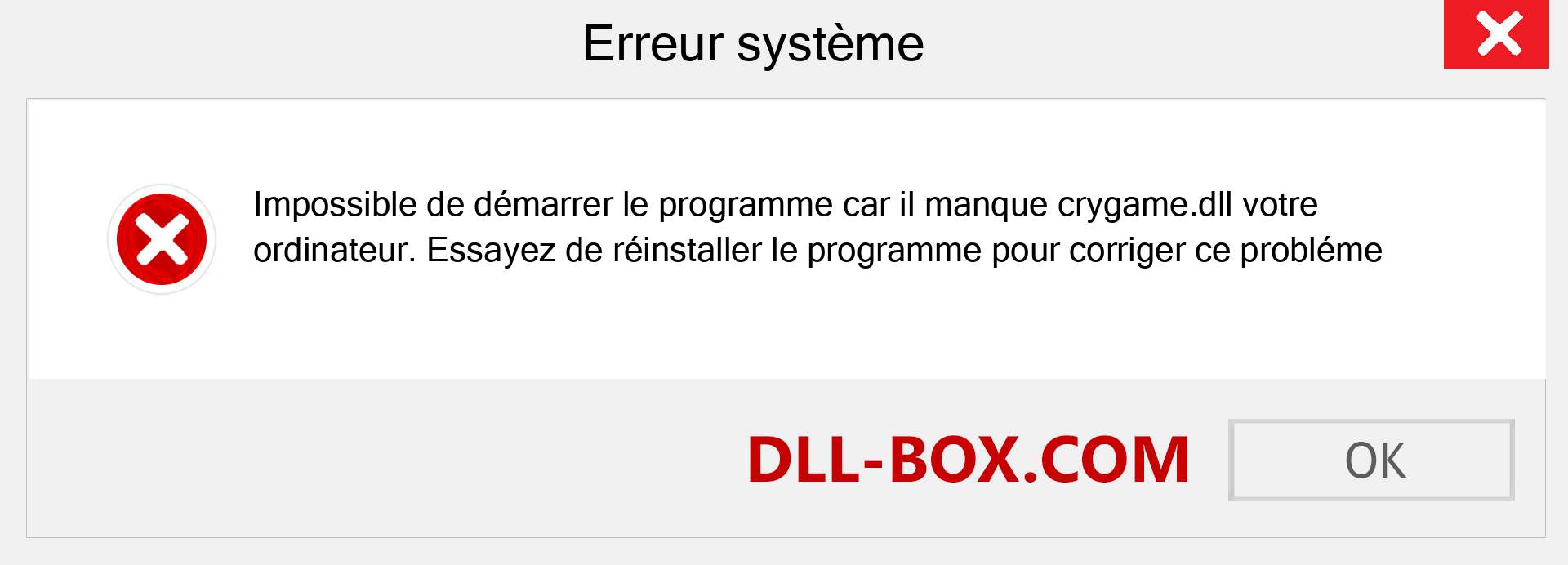 Le fichier crygame.dll est manquant ?. Télécharger pour Windows 7, 8, 10 - Correction de l'erreur manquante crygame dll sur Windows, photos, images